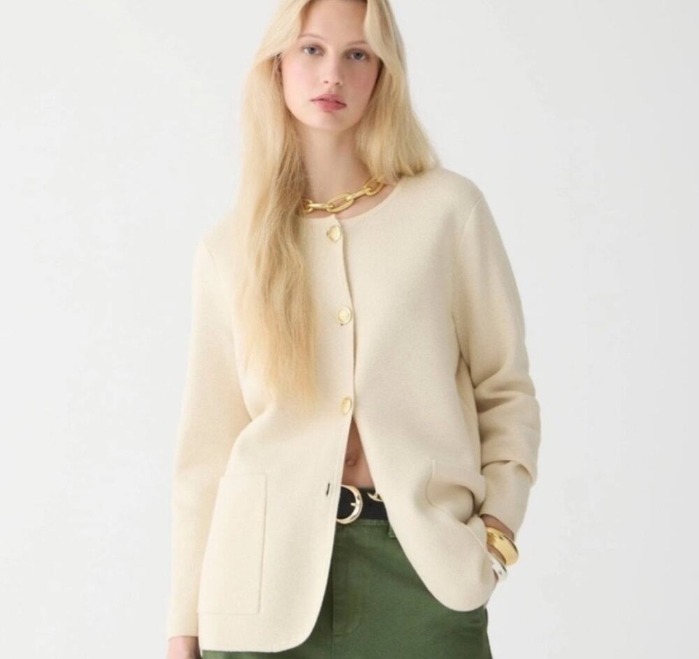 J.Crew Giselle 4 goldButton Sweater Blazer career minimalist fall luxury nwt